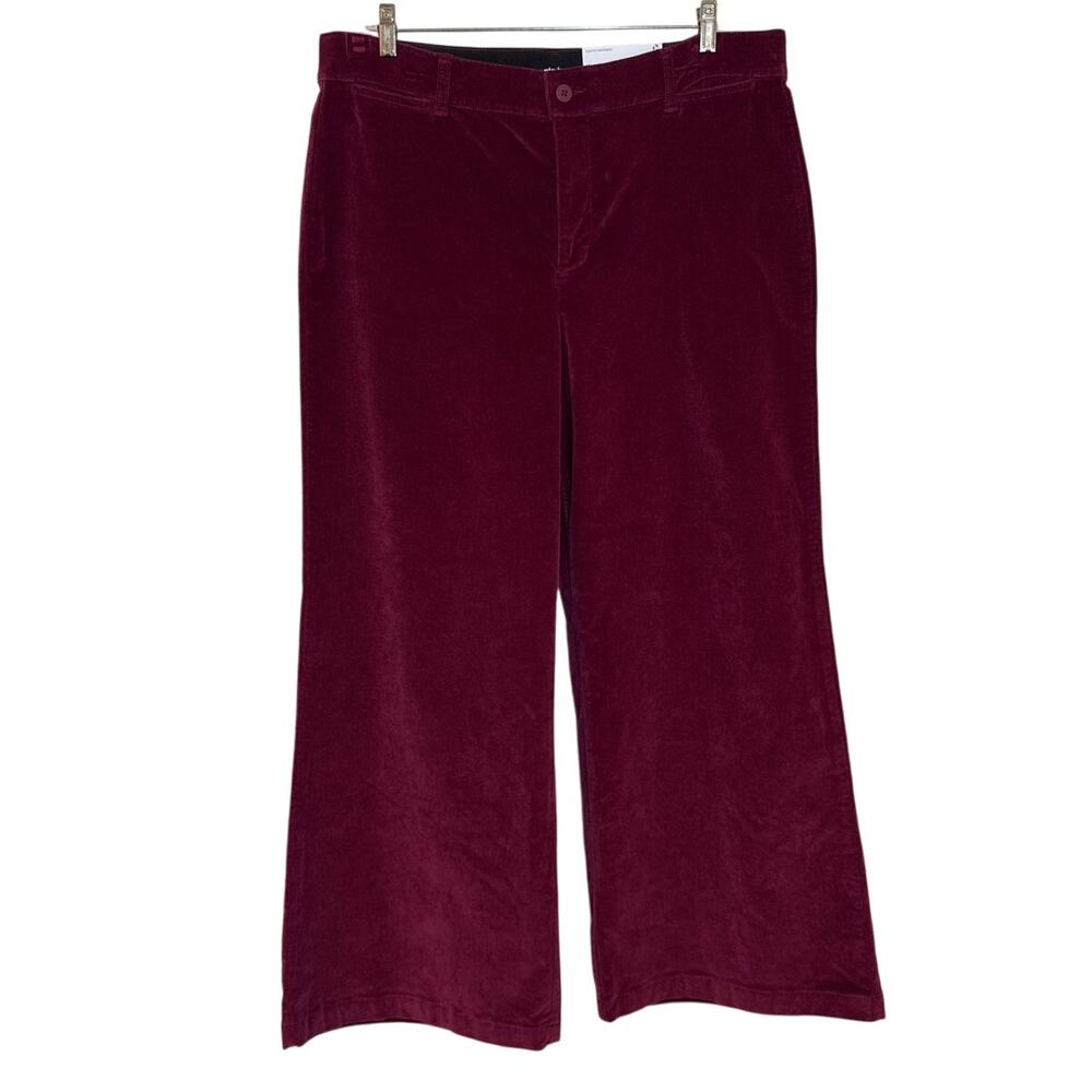 Liz Claiborne 16P, Wide Leg, High Rise Quiet Luxe Burgundy Passion, Velour Pants